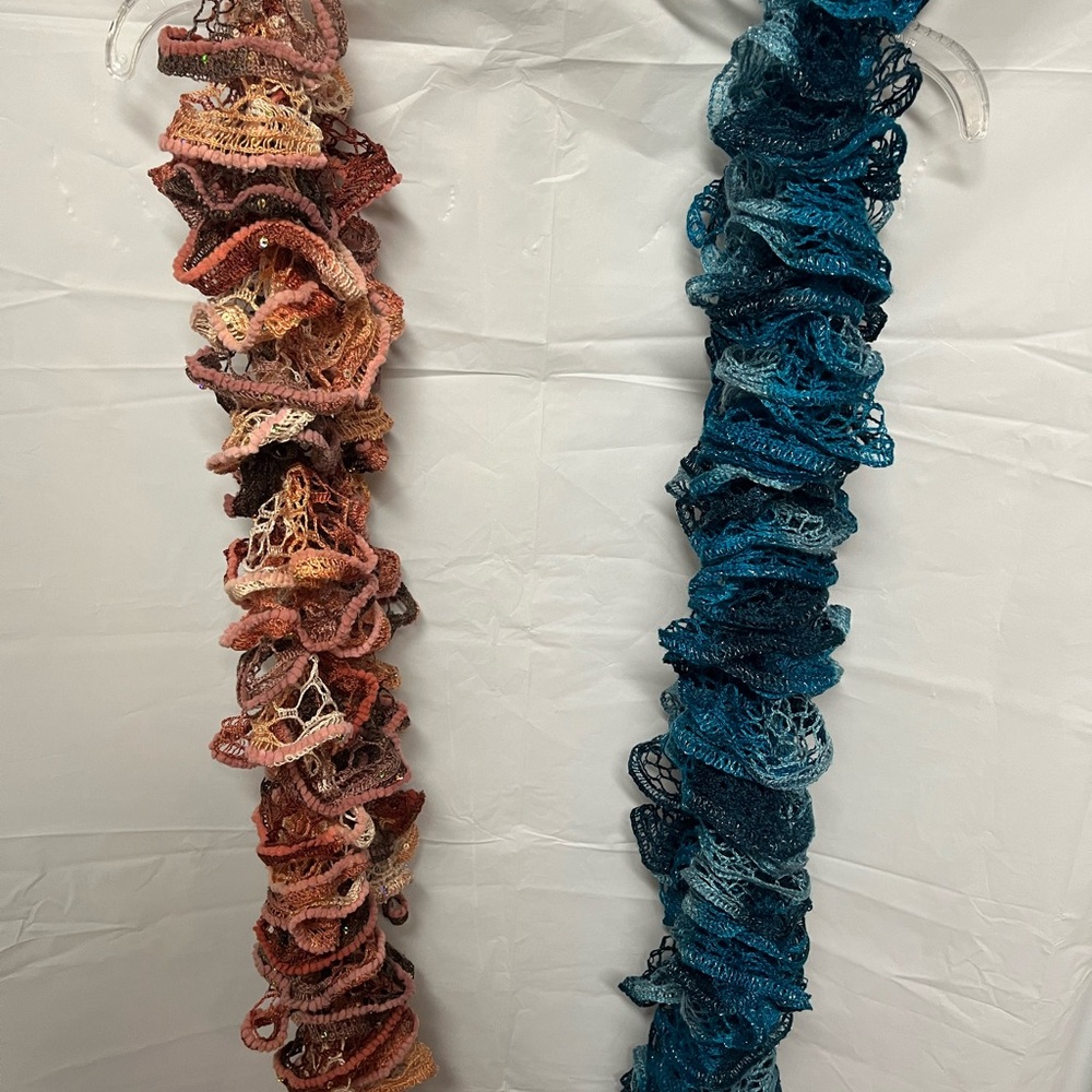 Ruffled Knit Scarves in Multicolor